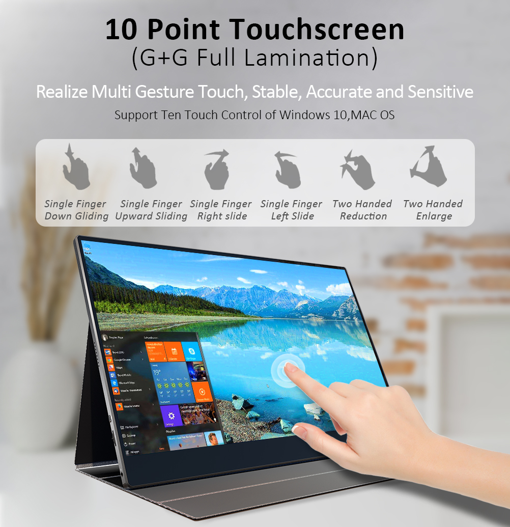 15.6 inch 4K built in battery 10000MAH 600 brightness 100% color gamut touch screen portable gaming monitor