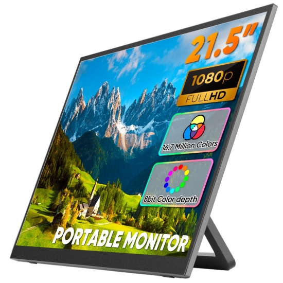 21.5 Inch Large Full HD 120% SRGB Dual Screen Monitor Extender Dual Screen Monitor 180° Adjustable Stand VESA for Laptop