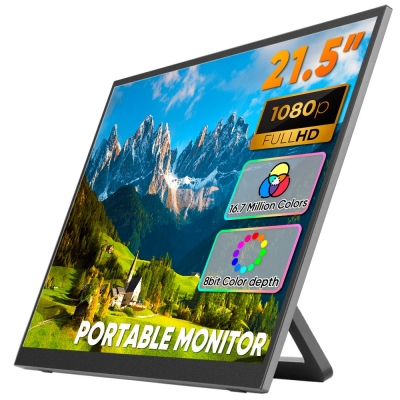 21.5 Inch Large Full HD 120% SRGB Dual Screen Monitor Extender Dual Screen Monitor 180° Adjustable Stand VESA for Laptop