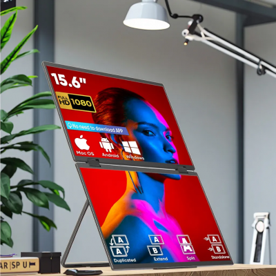 Factory ODM OEM 15.6 Inch FHD Triple Monitor Dual Screen Extended Portable Foldable Laptop Display Monitor