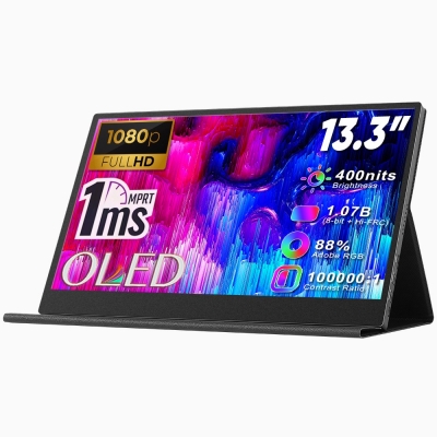 SIBOLAN 13.3 Inch OLED IPS Panel Portable Monitor Series 1080P FHD USB C Interface LED Screen for Gaming Work Extend Monitors