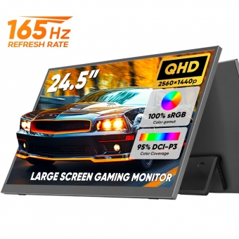 24.5 Inch Large Full HD 165Hz Gaming Monitor Extender Build-in Kickstand VESA for Laptop